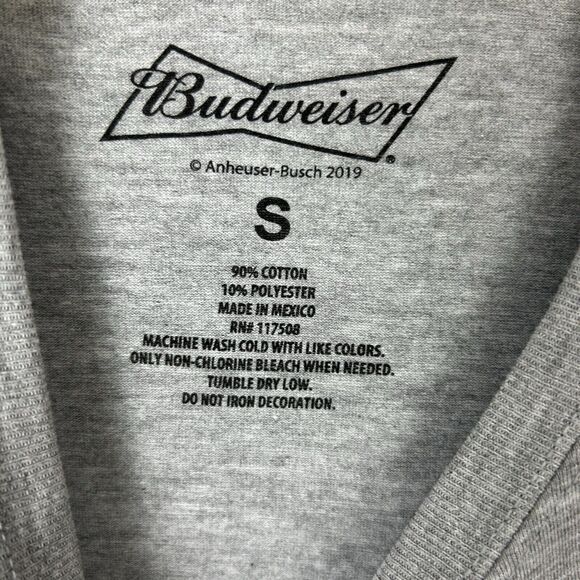 Budweiser Beer Logo Style Gray T-Shirt Officially Licensed Gray Tee Small - Picture 5 of 6